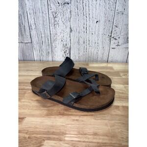Mountain Sole Womens Leather Sandals Size 9 EU 40.5 Black & Brown